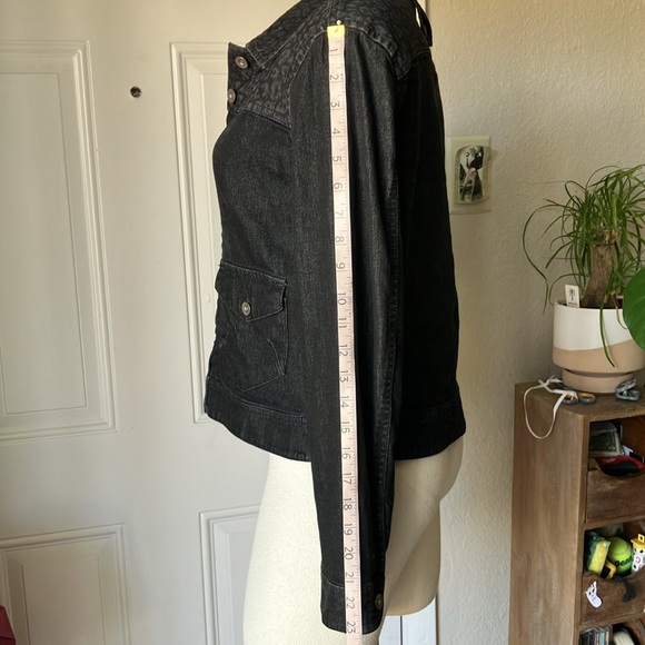 Denim Jacket- Black and Leopard - Picture 8 of 13